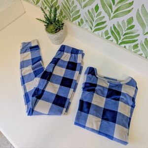 Unisex Blue Gingham Checks Soft Pajama Set 14